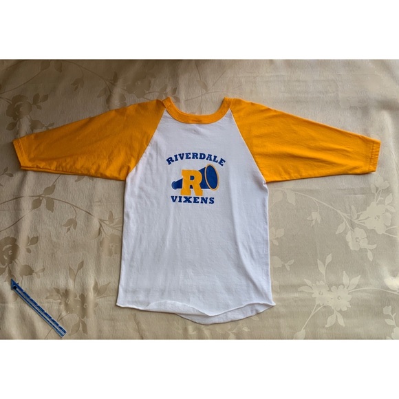 T-shirt Manches 3/4 Riverdale Vixens Pour Femme, Taille XXS, Blanc Et Jaune (très Bon état)